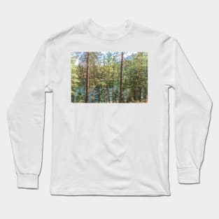 Summer Pine Forest and Lake Long Sleeve T-Shirt